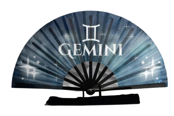 Gemini Zodiac Hand Fan - Celestial Handheld Fan, Astrology Folding Fan for Gemini Sign, Line Dancing Clack Fan, Gemini Birthday Gift