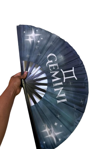 Gemini Zodiac Hand Fan - Celestial Handheld Fan, Astrology Folding Fan for Gemini Sign, Line Dancing Clack Fan, Gemini Birthday Gift