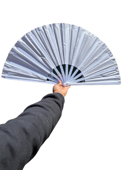 Boots On Ground Line Dancing Hand Fan - White Clack Fan, Solid Color Hand Fan, Decorative Hand Fan, Festival Folding Fan