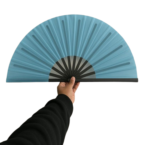 Boots On Ground Line Dancing Hand Fan - Bright Blue Clack Fan, Solid Color Hand Fan, Decorative Hand Fan, Festival Folding Fan