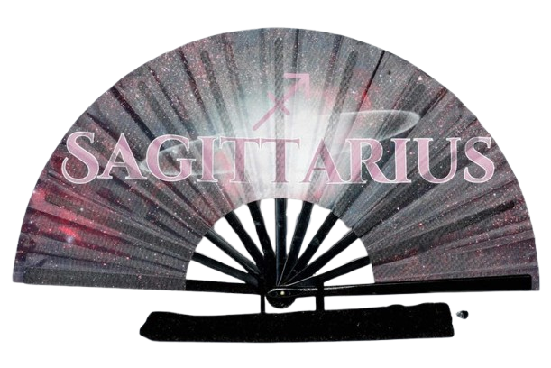Sagittarius Zodiac Hand Fan - Red & Black Astrology Folding Clack Fan for Line Dancing, Celestial Horoscope Birthday Gift Festival Party Fan