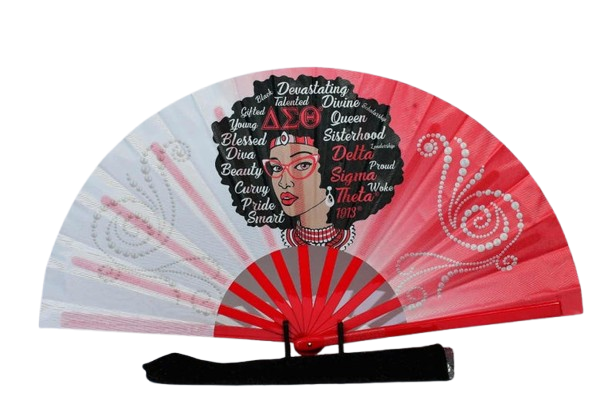 Delta Sigma Theta Folding Hand Fan Red and White Greek Sorority Fan Since 1913 Divine Nine Gift