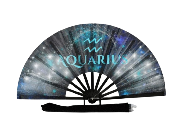 Aquarius Zodiac Hand Fan - Folding Clack Fan for Astrology Lovers, Elegant Hand Fan, Festival Handheld Fan Celestial Horoscope Birthday Gift