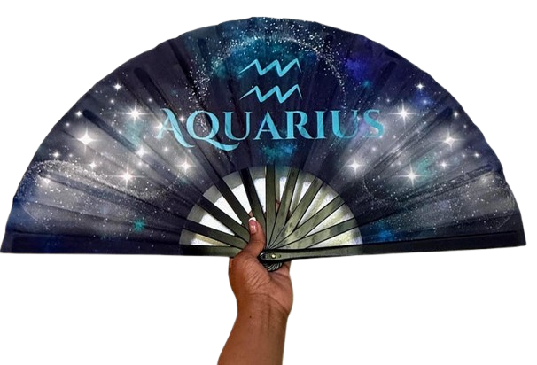 Aquarius Zodiac Hand Fan - Folding Clack Fan for Astrology Lovers, Elegant Hand Fan, Festival Handheld Fan Celestial Horoscope Birthday Gift