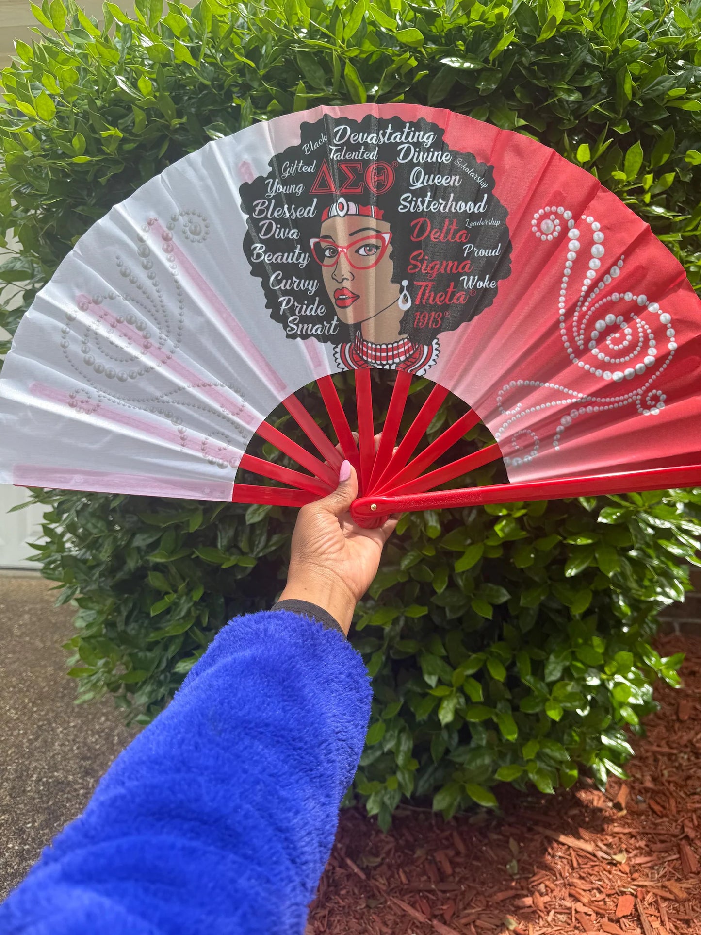 Delta Sigma Theta Folding Hand Fan Red and White Greek Sorority Fan Since 1913 Divine Nine Gift