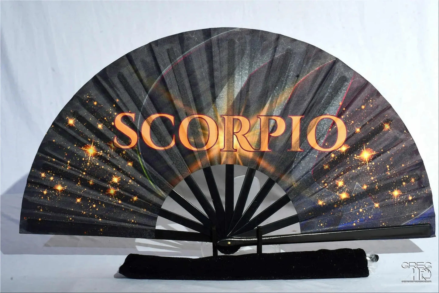 Scorpio Zodiac Hand Fan - Folding Astrology Fan w/ Dark Galaxy Art Celestial Horoscope Clack Fan for Line Dancing Handheld Fan Birthday Gift
