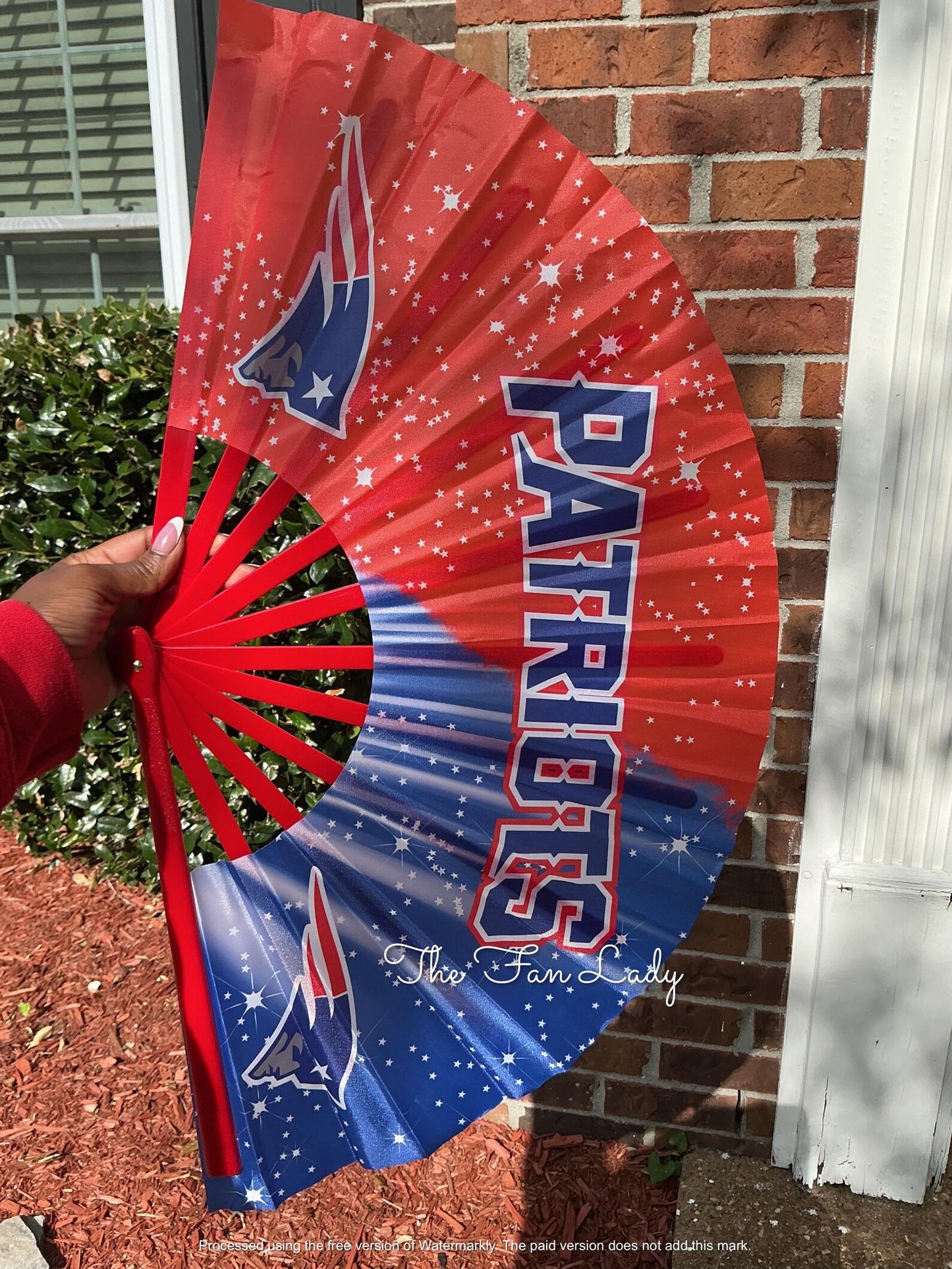 New England Patriots Hand Fan for Game Day, Folding Sports Fan with Team Logo, Loud Clack Sound, Patriotic Football Gift for Fans