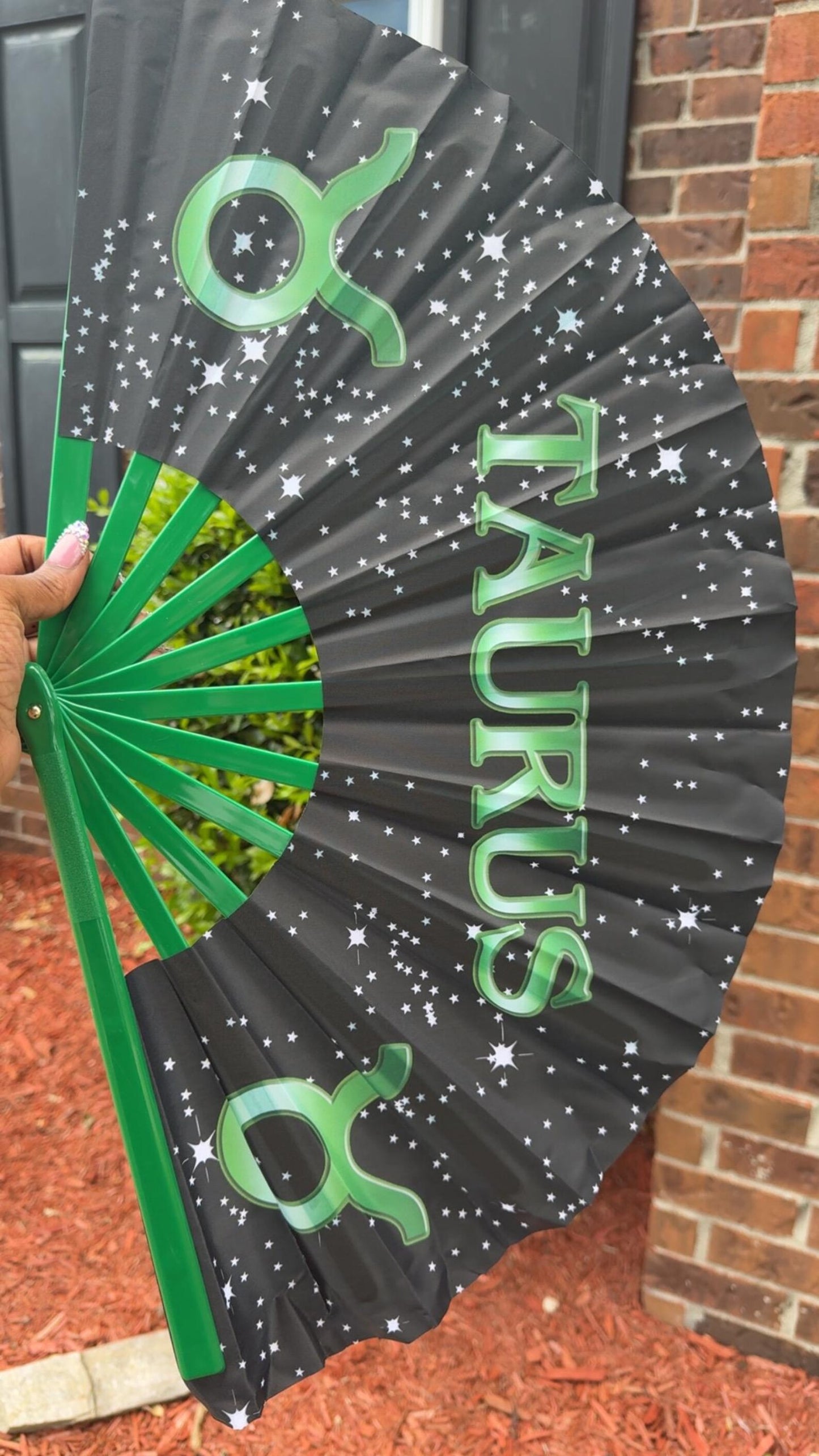 Taurus Zodiac Folding Fan - Starry Cosmic Hand Fan, Black Clack Fan For Line Dancing, Astrology Inspired Handheld Fan, Taurus Birthday Gift