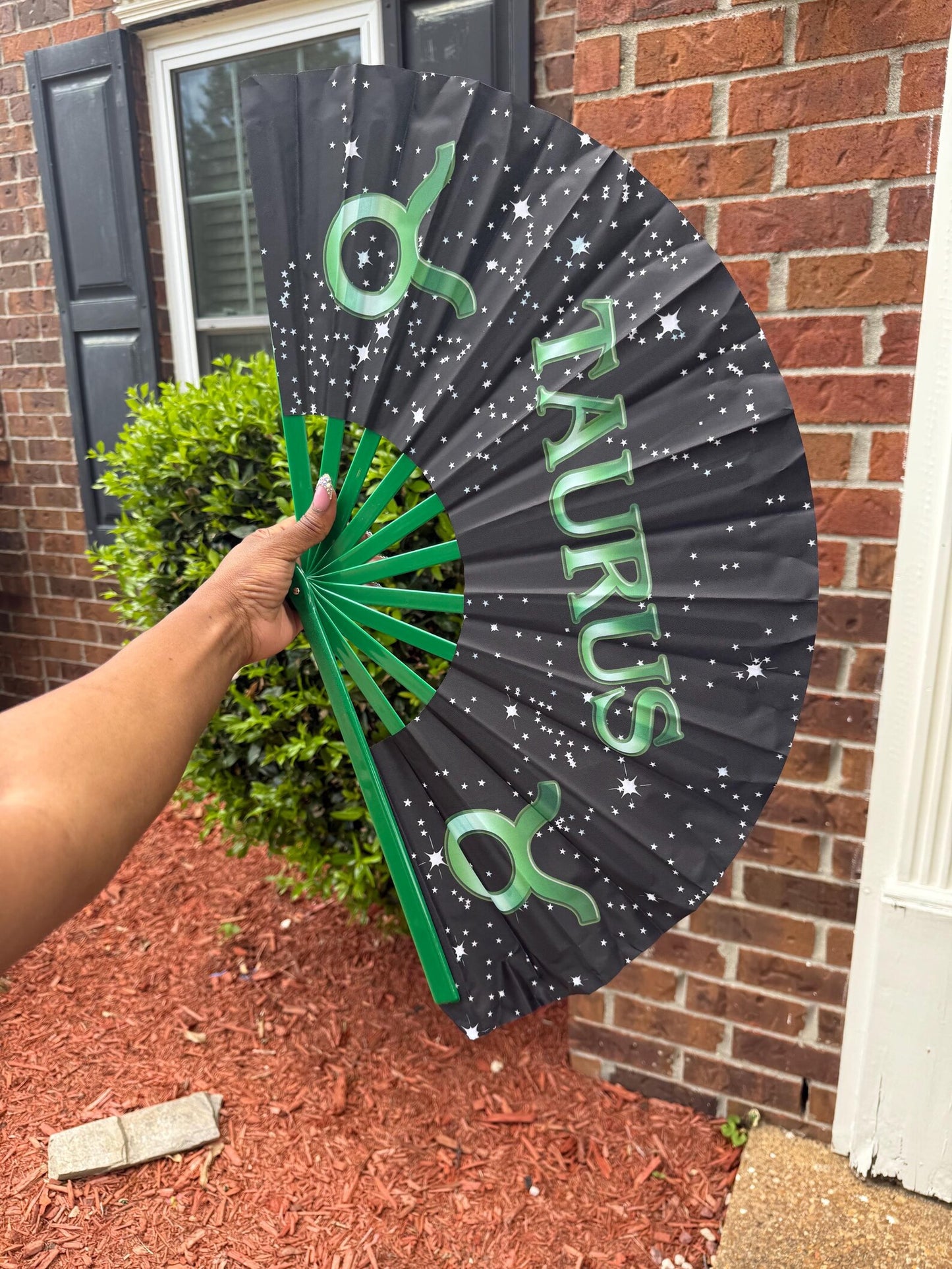Taurus Zodiac Folding Fan - Starry Cosmic Hand Fan, Black Clack Fan For Line Dancing, Astrology Inspired Handheld Fan, Taurus Birthday Gift