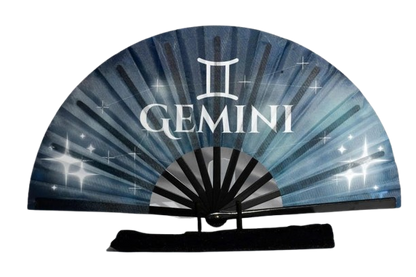 Gemini Zodiac Hand Fan - Celestial Handheld Fan, Astrology Folding Fan for Gemini Sign, Line Dancing Clack Fan, Gemini Birthday Gift