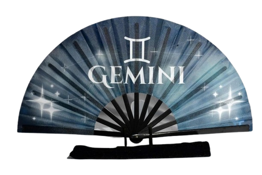 Gemini Zodiac Hand Fan - Celestial Handheld Fan, Astrology Folding Fan for Gemini Sign, Line Dancing Clack Fan, Gemini Birthday Gift