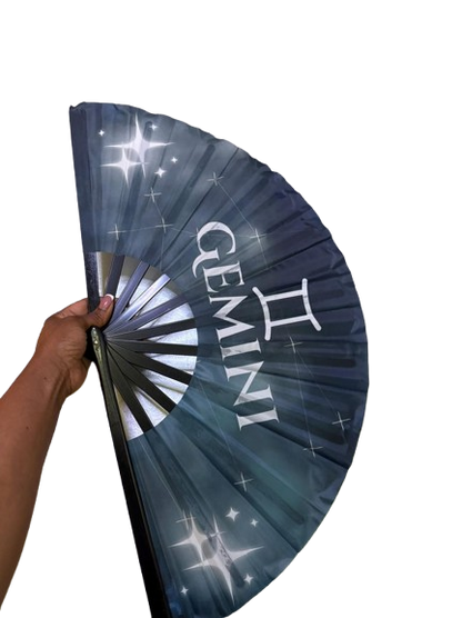Gemini Zodiac Hand Fan - Celestial Handheld Fan, Astrology Folding Fan for Gemini Sign, Line Dancing Clack Fan, Gemini Birthday Gift