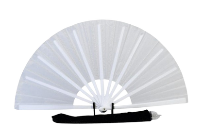 Boots On Ground Line Dancing Hand Fan - White Clack Fan, Solid Color Hand Fan, Decorative Hand Fan, Festival Folding Fan