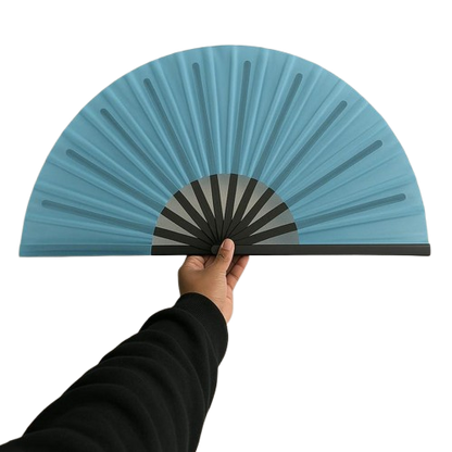 Boots On Ground Line Dancing Hand Fan - Bright Blue Clack Fan, Solid Color Hand Fan, Decorative Hand Fan, Festival Folding Fan