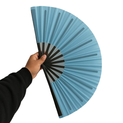 Boots On Ground Line Dancing Hand Fan - Bright Blue Clack Fan, Solid Color Hand Fan, Decorative Hand Fan, Festival Folding Fan