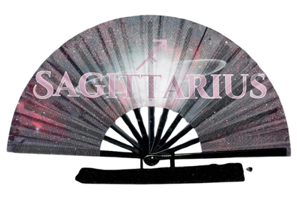 Sagittarius Zodiac Hand Fan - Red & Black Astrology Folding Clack Fan for Line Dancing, Celestial Horoscope Birthday Gift Festival Party Fan