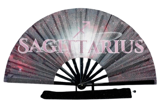 Sagittarius Zodiac Hand Fan - Red & Black Astrology Folding Clack Fan for Line Dancing, Celestial Horoscope Birthday Gift Festival Party Fan