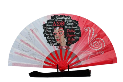 Delta Sigma Theta Folding Hand Fan Red and White Greek Sorority Fan Since 1913 Divine Nine Gift