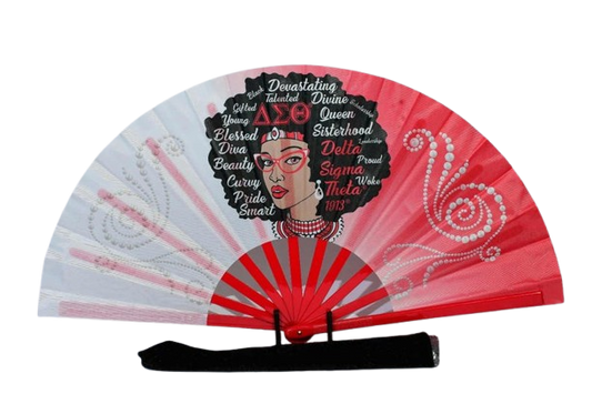 Delta Sigma Theta Folding Hand Fan Red and White Greek Sorority Fan Since 1913 Divine Nine Gift