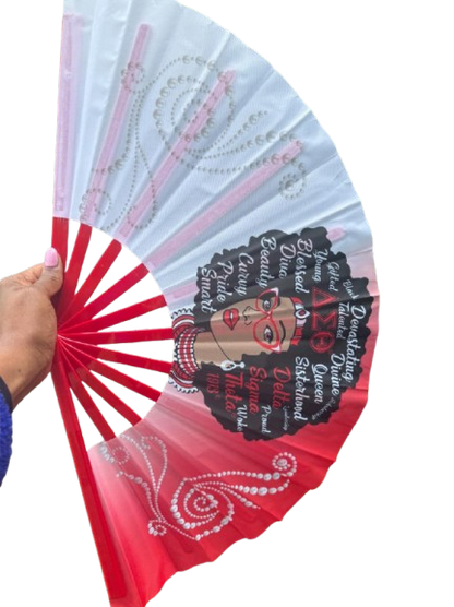 Delta Sigma Theta Folding Hand Fan Red and White Greek Sorority Fan Since 1913 Divine Nine Gift