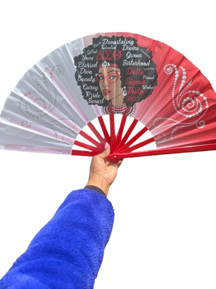 Delta Sigma Theta Folding Hand Fan Red and White Greek Sorority Fan Since 1913 Divine Nine Gift