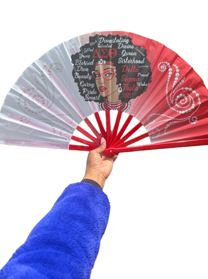 Delta Sigma Theta Folding Hand Fan Red and White Greek Sorority Fan Since 1913 Divine Nine Gift