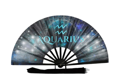 Aquarius Zodiac Hand Fan - Folding Clack Fan for Astrology Lovers, Elegant Hand Fan, Festival Handheld Fan Celestial Horoscope Birthday Gift