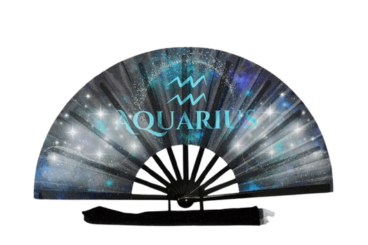 Aquarius Zodiac Hand Fan - Folding Clack Fan for Astrology Lovers, Elegant Hand Fan, Festival Handheld Fan Celestial Horoscope Birthday Gift