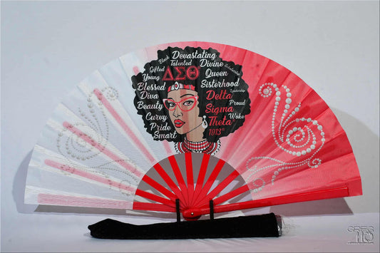 Delta Sigma Theta Folding Hand Fan Red and White Greek Sorority Fan Since 1913 Divine Nine Gift