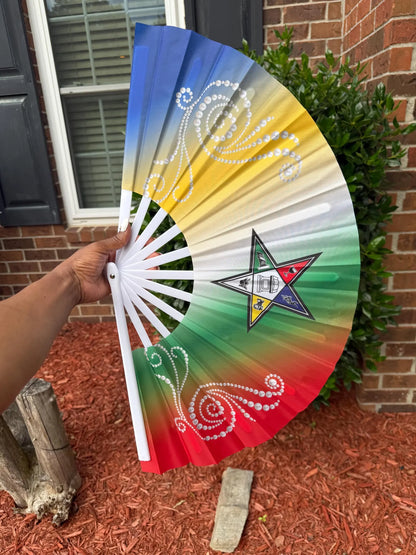 Eastern Star Hand Fan - Handheld Folding Fan, OES Sorority Clack Fan, Colorful Hand Fan, Masonic Eastern Star Fan