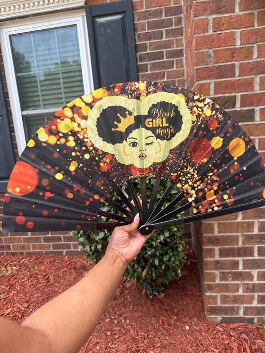 Black Girl Magic Folding Hand Fan – , Melanin Poppin Fan, Clack Fan for Summer, Events, or Gifts