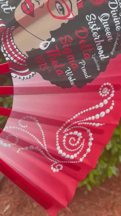 Delta Sigma Theta Folding Hand Fan Red and White Greek Sorority Fan Since 1913 Divine Nine Gift