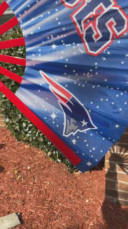 New England Patriots Hand Fan for Game Day, Folding Sports Fan with Team Logo, Loud Clack Sound, Patriotic Football Gift for Fans